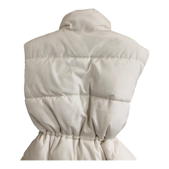 puffy insulated cream ecru quilted‎ sleeveless winter ski vest size Small new - Picture 7 of 16